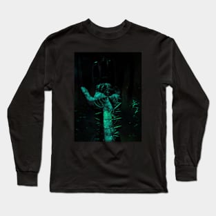 Digital collage and special processing. Hand full of spikes. Cursed. Aquamarine. Long Sleeve T-Shirt